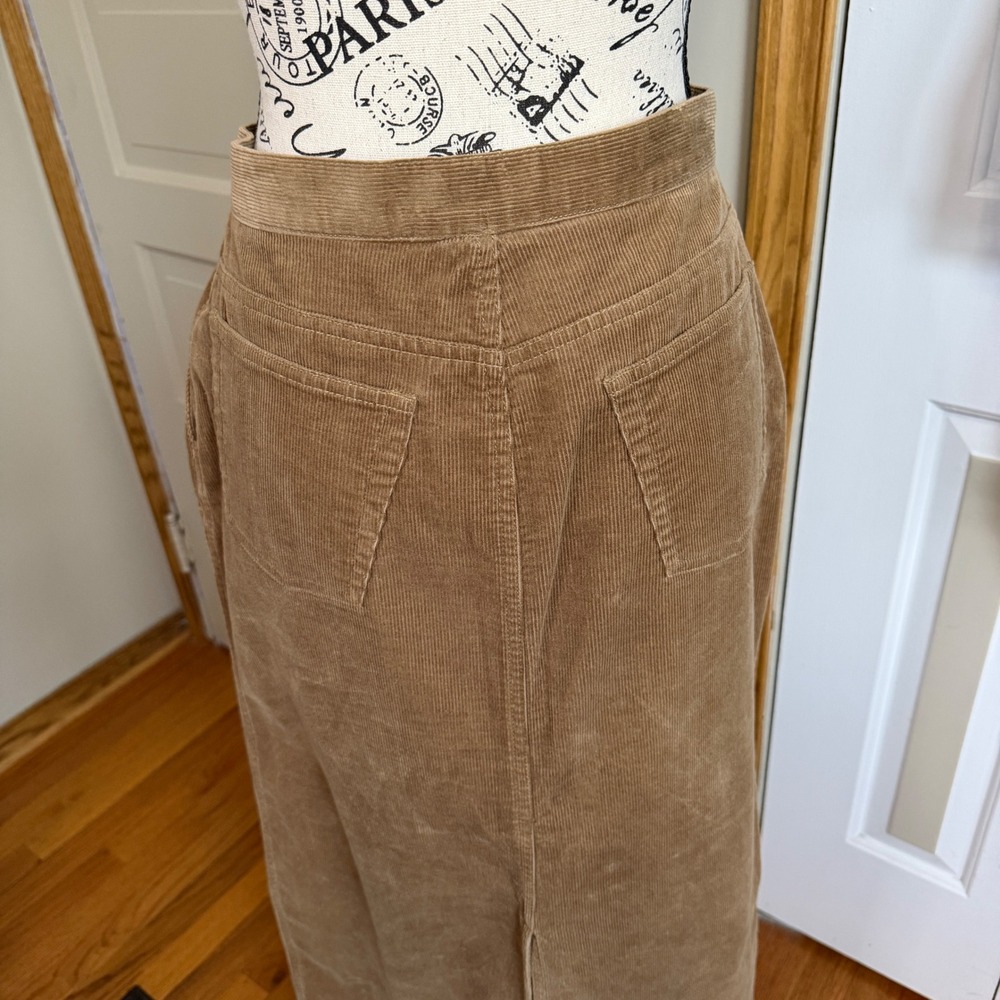 Vintage Jones New York Corduroy Maxi Skirt 8 Petite Western Retro Neutral Preppy - Picture 5 of 11